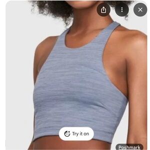 Outdoor voices Move Free tech sweat high neck blue sports tank